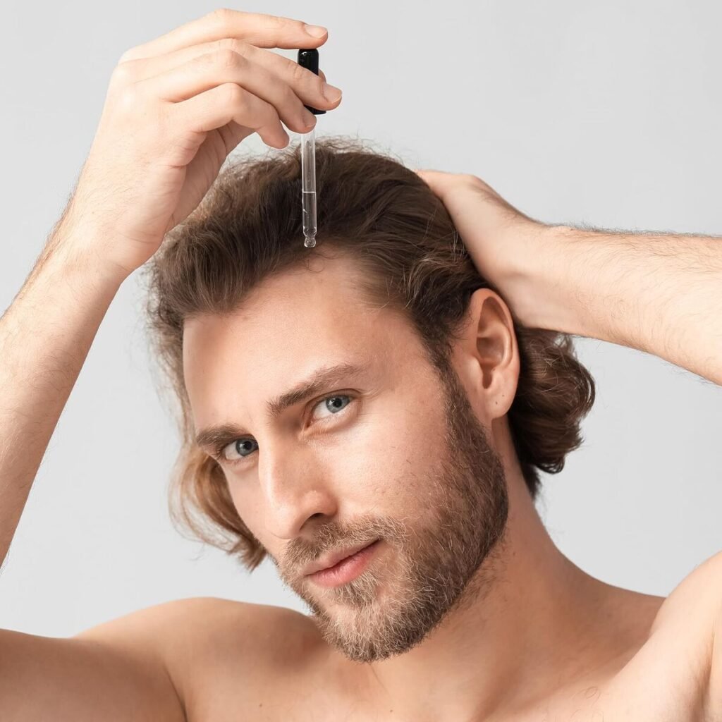 Applying hair serum image